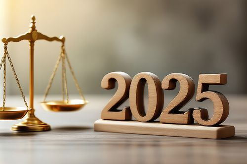 Foto: Justiz-Waage und Jahreszahl 2025